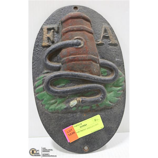 FIRE DEPARTMENT SHIELD CAST IRON