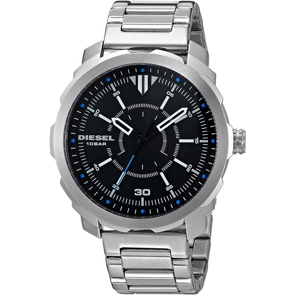 NEW DIESEL 46MM BLACK DIAL ST STEEL WATCH MSRP$247