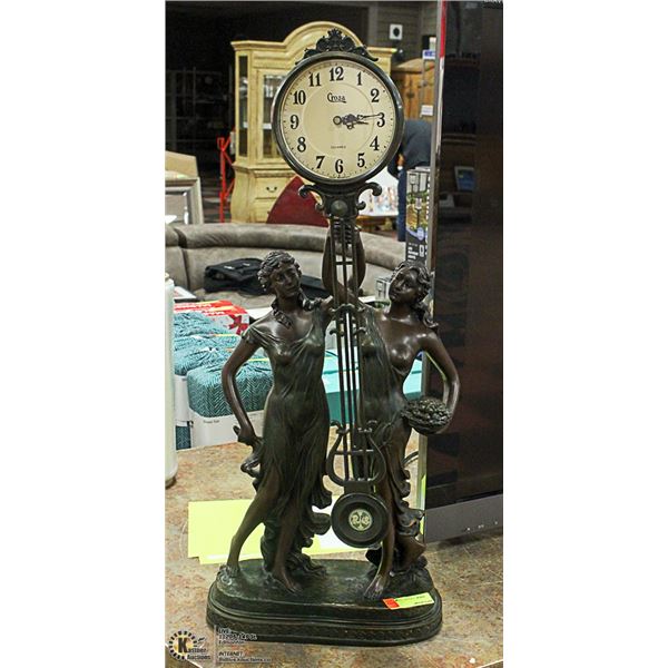BRONZE STYLE STATUETTE CLOCK, 32" TALL