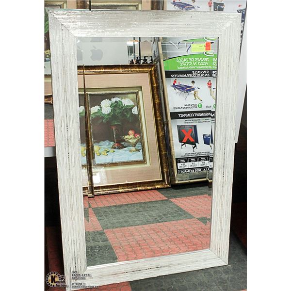 DECORATIVE BEVELED WHITE/SILVER FRAMED