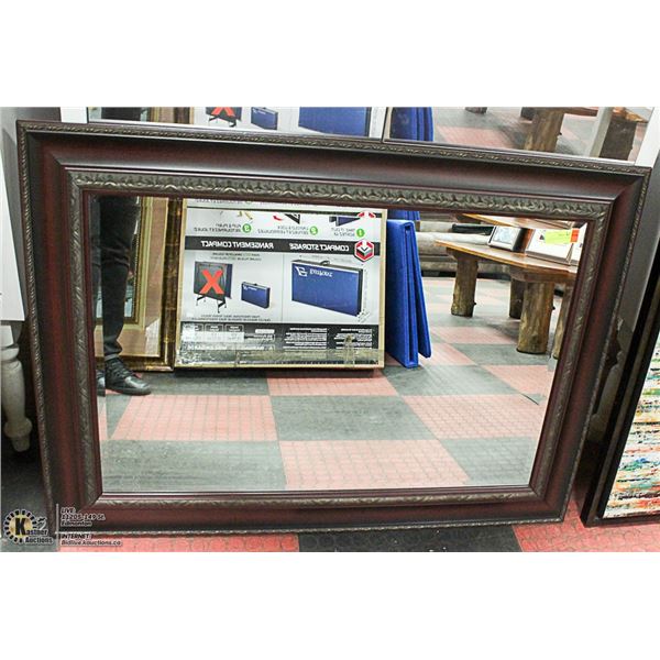 DARK BROWN WOOD FRAMED BEVELED