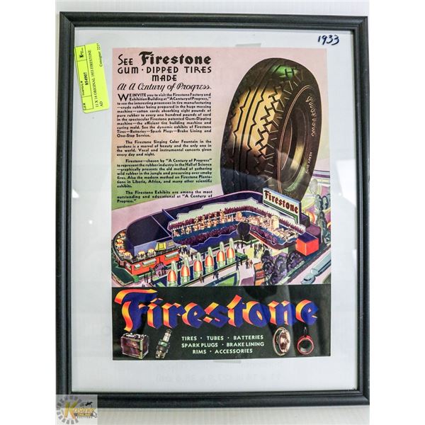 11 X 14 ORIGINAL 1933 FIRESTONE AD