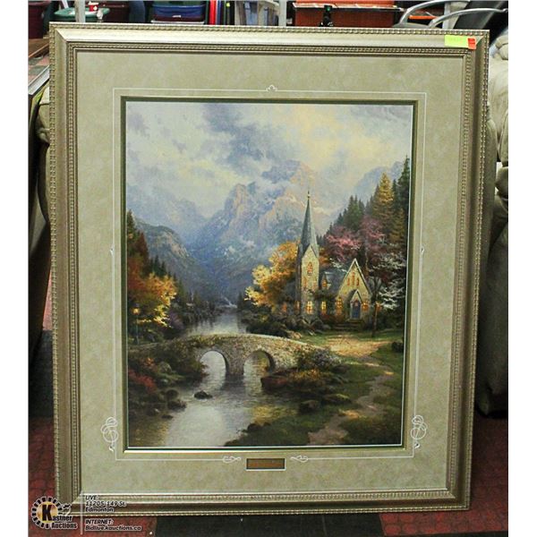 THOMAS KINKADE THE MOUNTAIN CHAPEL FRAMED PRINT