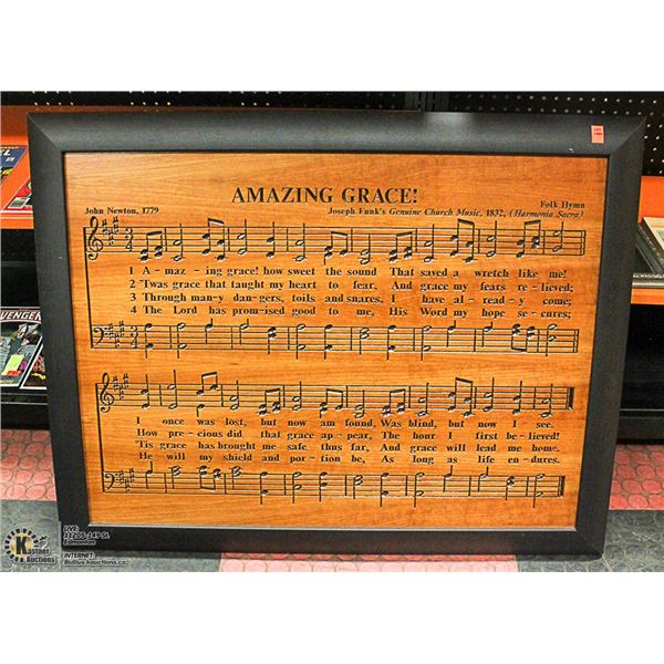 LARGE WOOD FRAMED AMAZING GRACE PICTURE