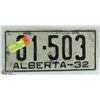 Image 1 : 1932 ALBERTA LICENCE PLATE, EXCELLENT CONDITION
