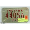 Image 1 : INDIANA MOTORCYCLE LICENCE PLATE 1976