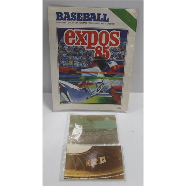 1985 EXPOS SCORE CARD AND SUPPLEMENT, UNMARKED