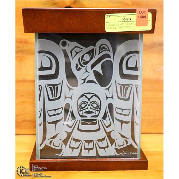 CLARENCE WELLS SIGNED IN PLATE GLASS ETCHING BOX