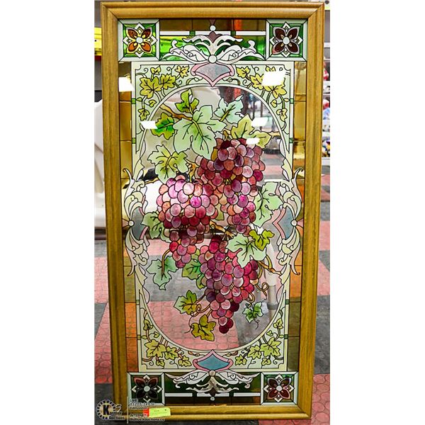 STAIN GLASS WINDOW HANGING FRAMED 2FT X 3FT