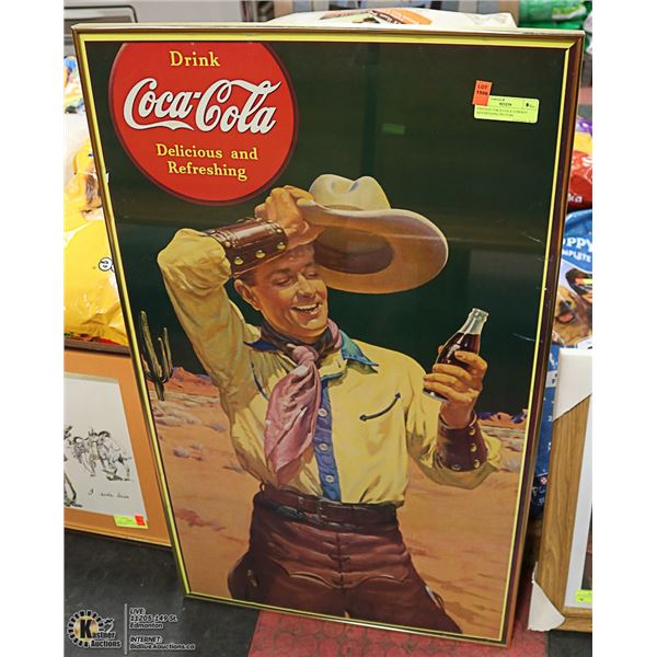 VINTAGE COCA COLA COWBOY ADVERTISING PICTURE