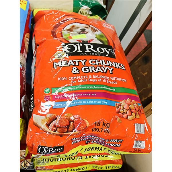 3 BAGS OF OL'ROY MEATY CHUNKS & GRAVY