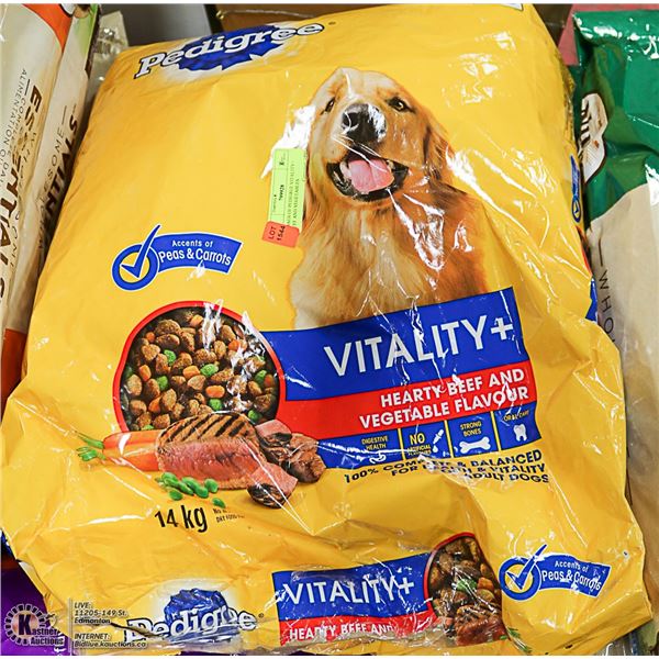 3 BAGS OF PEDIGREE VITALITY+ BEEF AND VEGETABLES