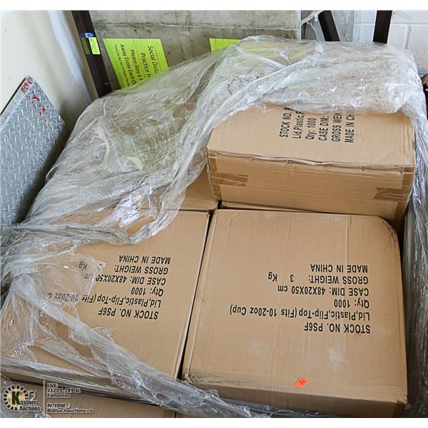 UNCLAIMED PALLET OF DISPOSABLE CUP LIDS