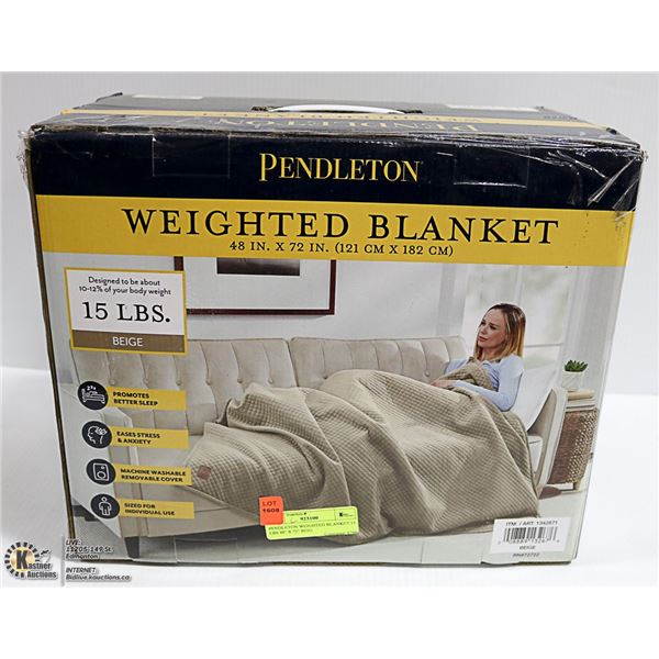 PENDLETON WEIGHTED BLANKET 15 LBS 48" X 72" BEIG