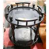 Image 1 : WOOD BLACK ROUND 2-TIER ROLLING SERVING