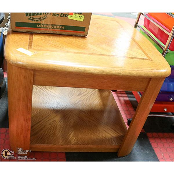 OAK 2-TIER COFFEE SIDE TABLE - (27"-SQUARE