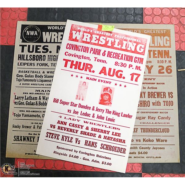 FOUR VINTAGE WRESTLING POSTERS AMERICAN