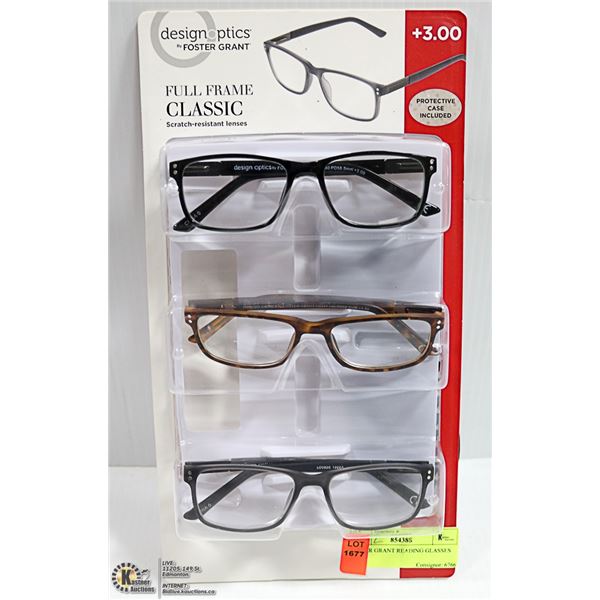 FOSTER GRANT READING GLASSES +3.00