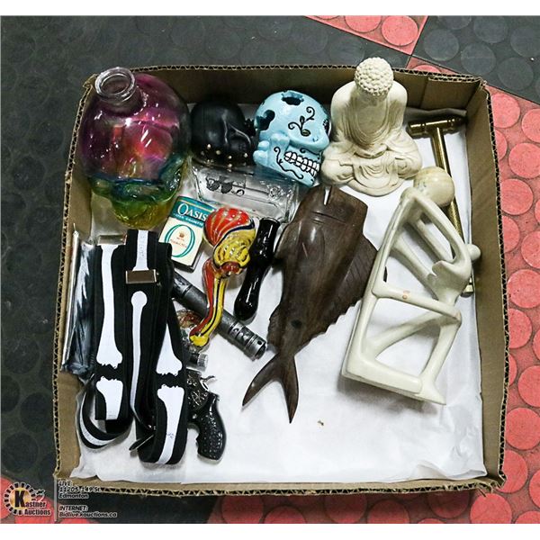 COLLECTION OF SKULL HEADS, VINTAGE OASIS ZIPPO