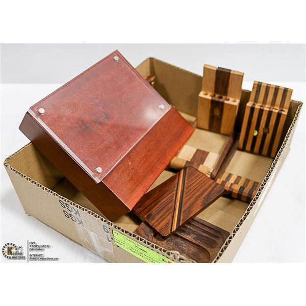 LOT OF 5 VINTAGE WOOD MADE CRAFT - CIGARETTER CASE