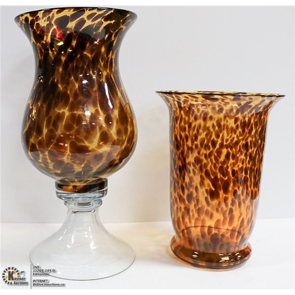 LOT OF 2 LARGE BROWN GLASS VASES