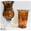 Image 1 : LOT OF 2 LARGE BROWN GLASS VASES