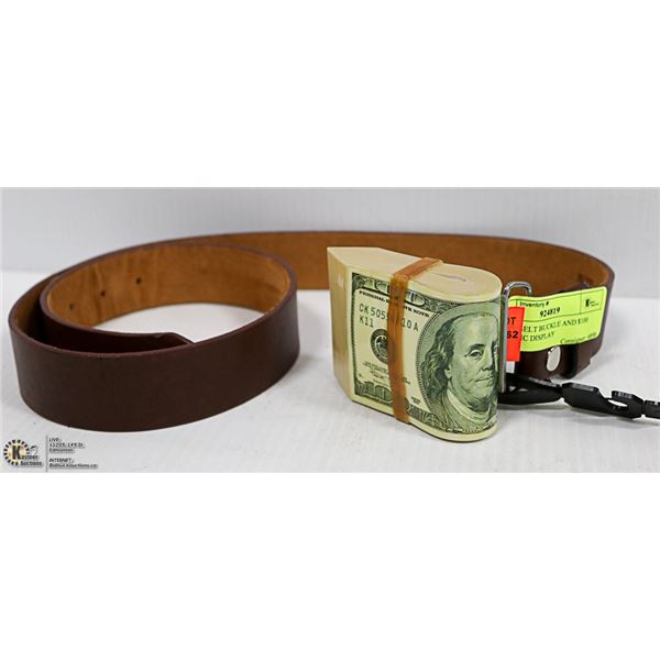 MONEY BELT BUCKLE AND $100 MAGNETIC DISPLAY