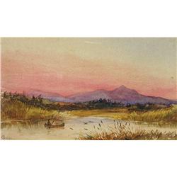 Robert Ford Gagen - UNTITLED (CANOE AT SUNSET)/UNTITLED (FISHERMEN AND BOAT BY THE BAY)