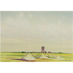 Robert Newton Hurley - UNTITLED (STOOKS AND GRAIN ELEVATOR)