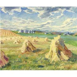 Catherine M. McDowell - UNTITLED (STOOKS IN A FOOTHILLS LANDSCAPE)