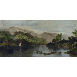 Elmer Keene - UNTITLED (CROSSING THE STREAM WITH HORSE TEAM)