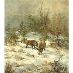  European School - UNTITLED (BOARS IN A WINTER LANDSCAPE)