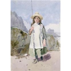Frederic Marlett Bell-Smith - UNTITLED (GIRL WITH FISHING ROD)