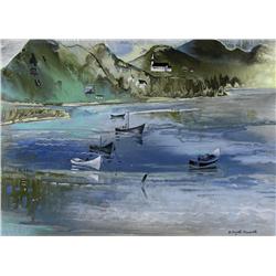 Zema Barbara (Bobs) Cogill Haworth - UNTITLED (VILLAGE ON THE BAY)