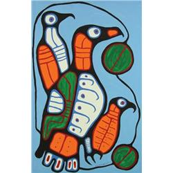 Norval H. Morrisseau - EAGLE WATCHING OVER YOUNG