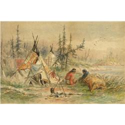 Frederick Arthur Verner - INDIAN ENCAMPMENT ON THE SHORE OF A LAKE