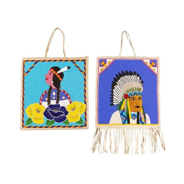 Pair of Pictorial Beaded Bags