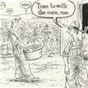 Image 2 : Bizarro, "Genetically Altered Crop Farm" is a Framed Original Pen & Ink Drawing