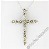 Image 1 : New 14kt White Gold 1.52 ctw Fancy Colored Round Diamond Cross Pendant Necklace