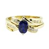 Image 2 : 1.50 ctw Blue Sapphire and Diamond Ring Set - 14KT Yellow Gold