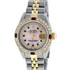 Image 2 : Rolex Ladies 2 Tone Pink MOP Diamond & String Ruby 26MM Datejust Wristwatch