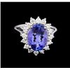 Image 2 : 3.88 ctw Tanzanite and Diamond Ring - 14KT White Gold