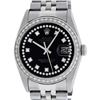 Image 2 : Rolex Mens Stainless Steel Black String Diamond 36MM Oyster Perpetual Datejust