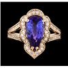 Image 2 : 3.12 ctw Tanzanite and Diamond Ring - 14KT Rose Gold