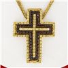 Image 1 : 18K Gold 2.04 ctw Fine Yellow Sapphire & Garnet  Slide Cross Pendant & Chain