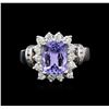 Image 2 : 14KT White Gold 2.38 ctw Tanzanite and Diamond Ring