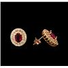 Image 2 : 14KT Rose Gold 2.07 ctw Ruby and Diamond Earrings