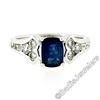 Image 1 : New 18kt White Gold 1.67 ctw Cushion Sapphire Solitaire and Diamond Tulip Ring