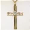 Image 4 : Antique Esemco 14kt Two Tone Gold Diamond Cross Pendant Necklace