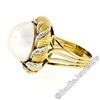 Image 7 : Vintage Handmade 18kt Two Tone Gold Mabe Pearl & 0.25 ctw Diamond Ring